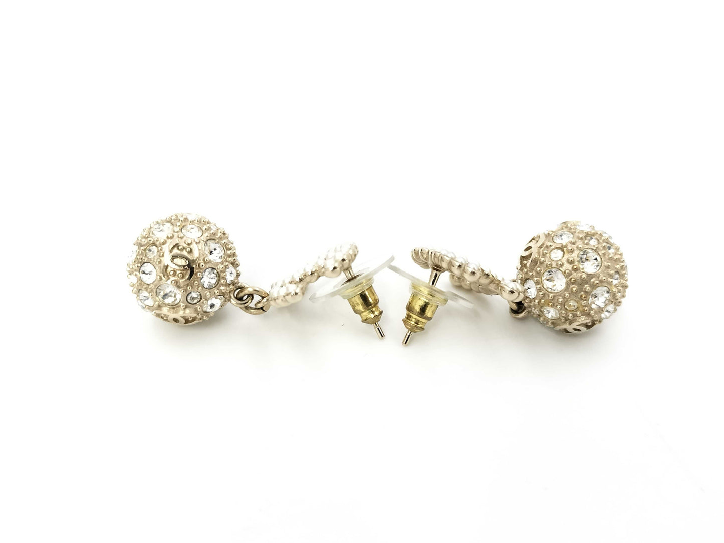 CHANEL Swing C21K Mirror Ball Coco Mark Pearl Earrings