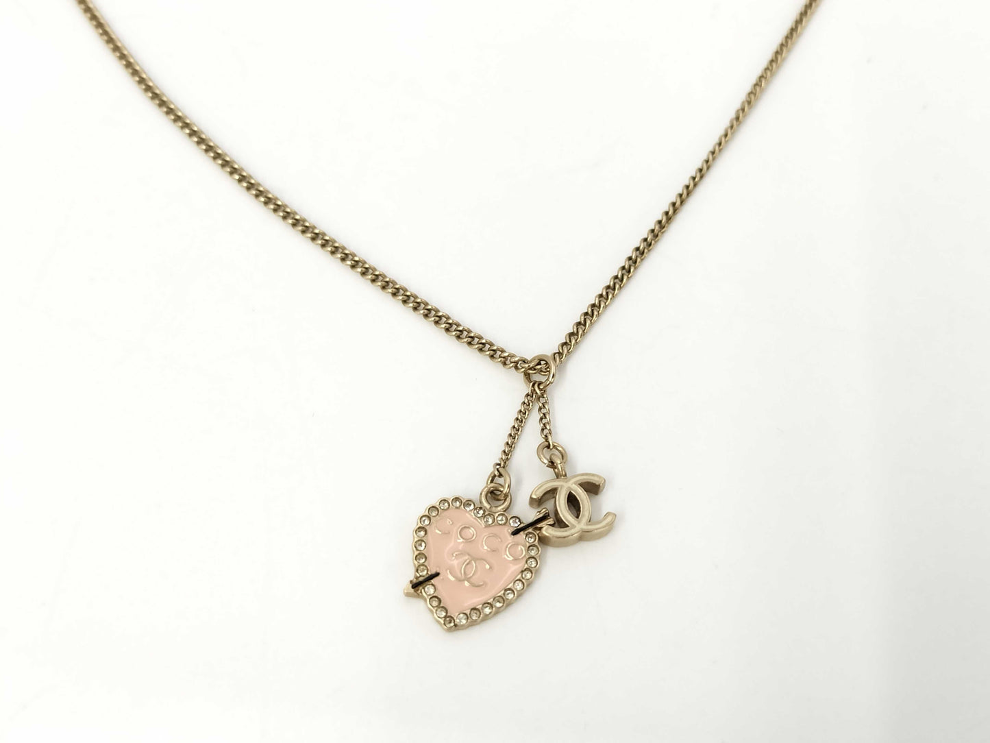 CHANEL Heart Arrow Coco Mark Pink 10P Necklace