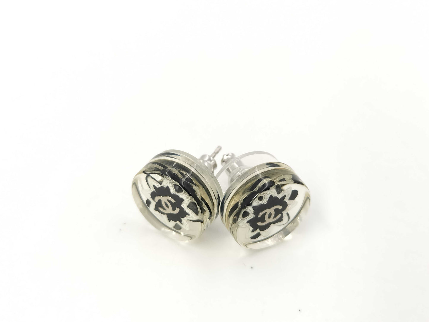 CHANEL Round Clear Coco Mark 16C Earrings