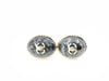 CHANEL Oval Color Stone Marble Black Coco Mark B19A Earrings