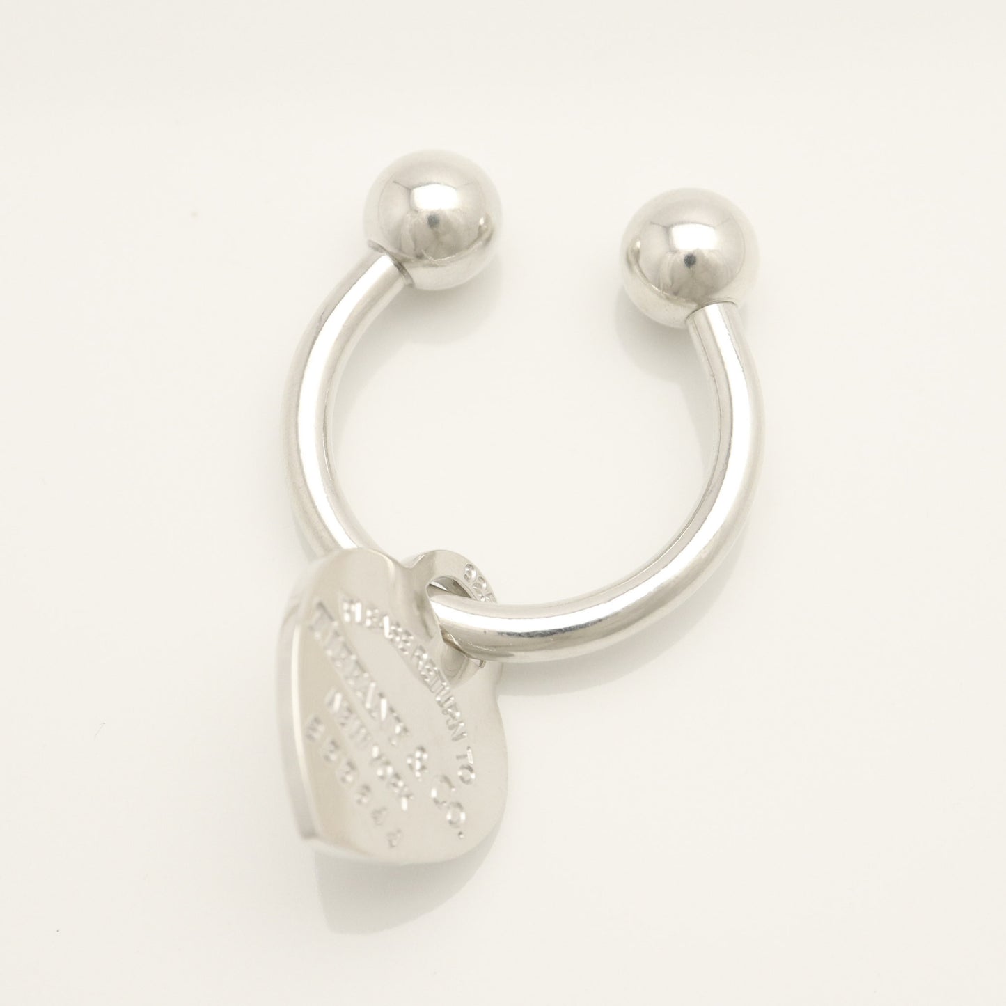 Tiffany & Co. Return to Tiffany Heart Tag Key Ring, 925 Sterling Silver, 21.11g Charm