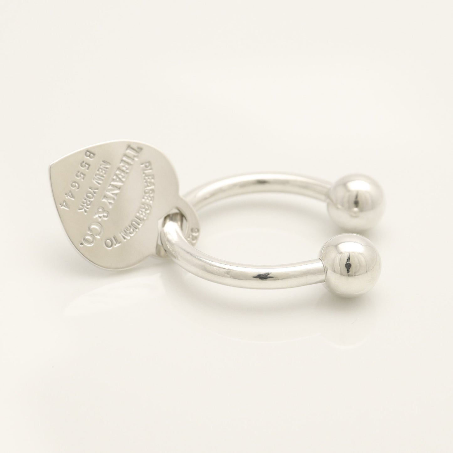 Tiffany & Co. Return to Tiffany Heart Tag Key Ring, 925 Sterling Silver, 21.11g Charm