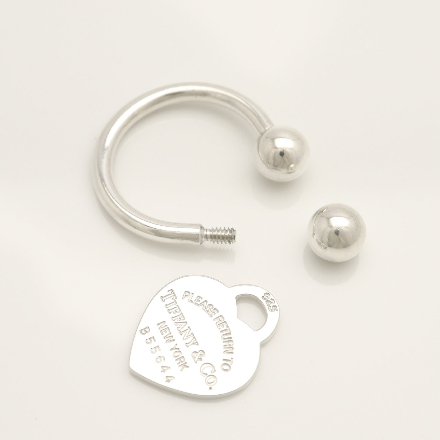 Tiffany & Co. Return to Tiffany Heart Tag Key Ring, 925 Sterling Silver, 21.11g Charm