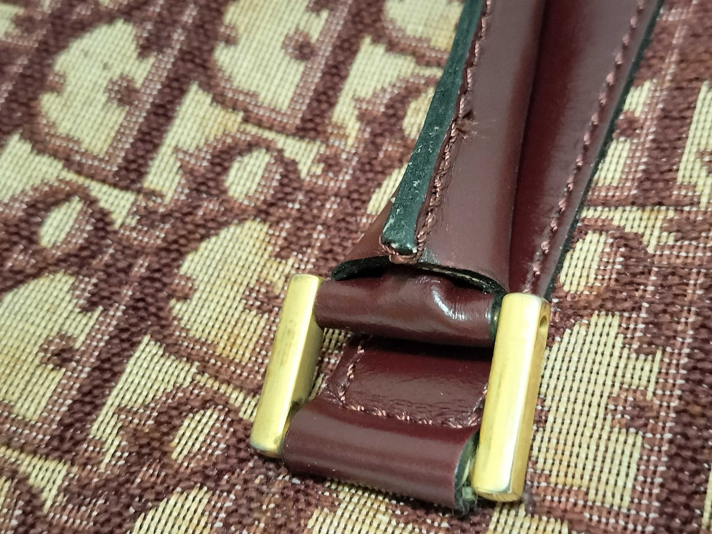 Dior Trotter Christian Dior Mini Boston Canvas Bordeaux Handbag