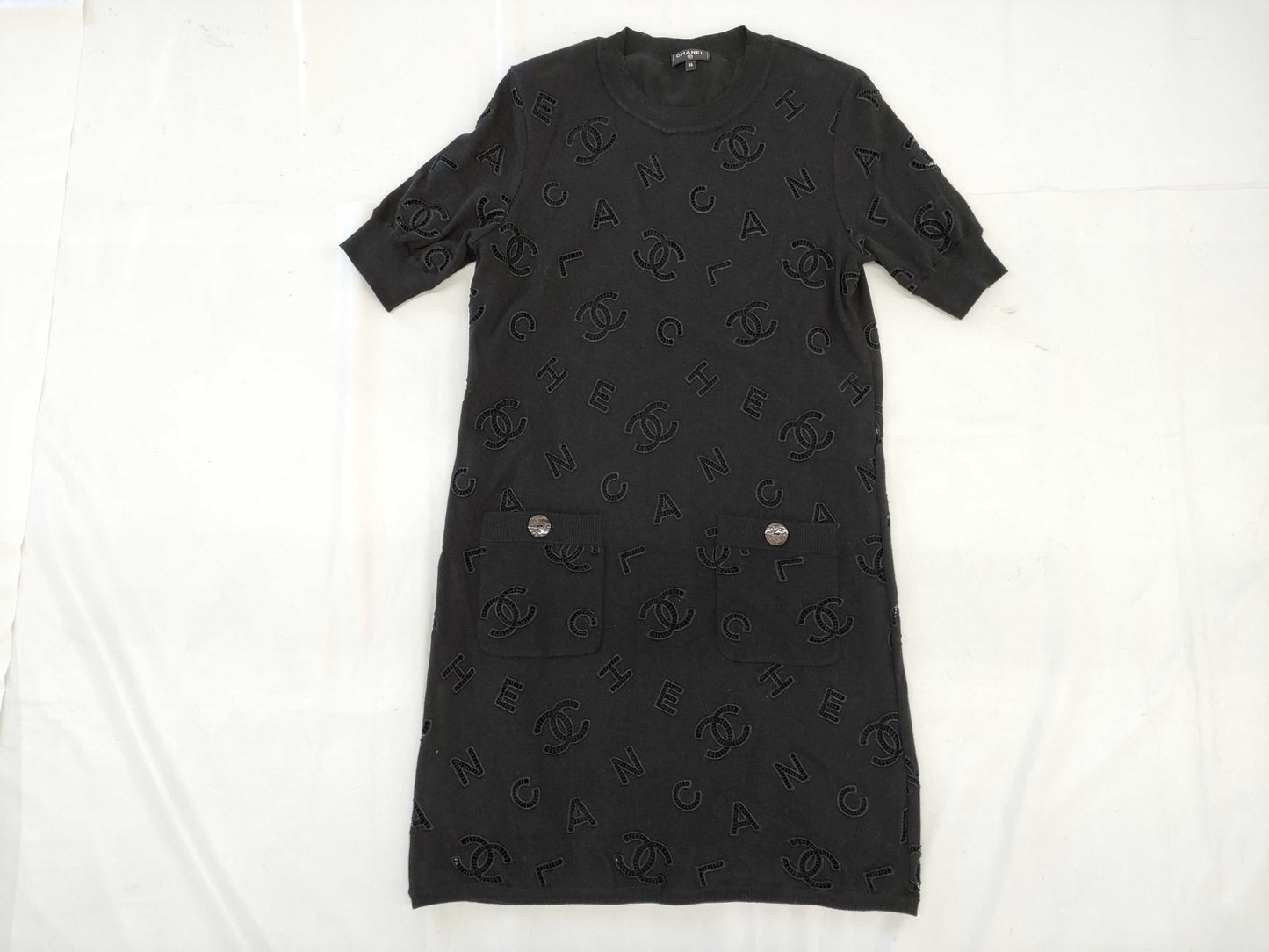 CHANEL CHANEL Coco Mark All-Over Print Dress Button Size 36 Dress