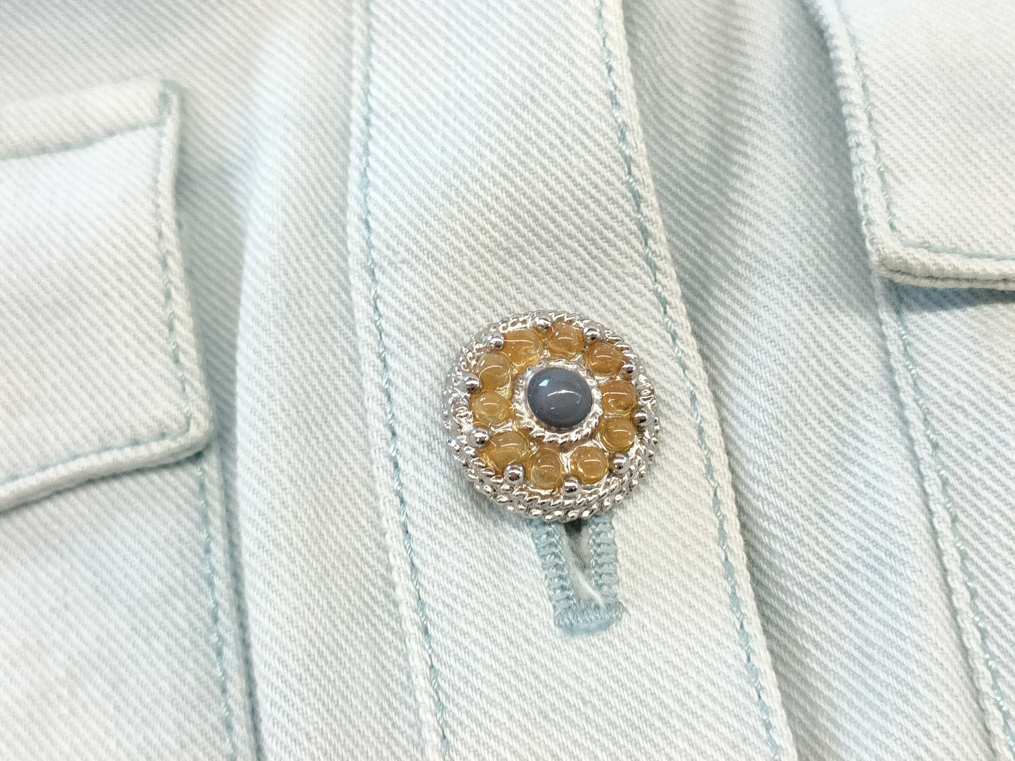 CHANEL Short Sleeve Cropped Denim Jacket, Size 38