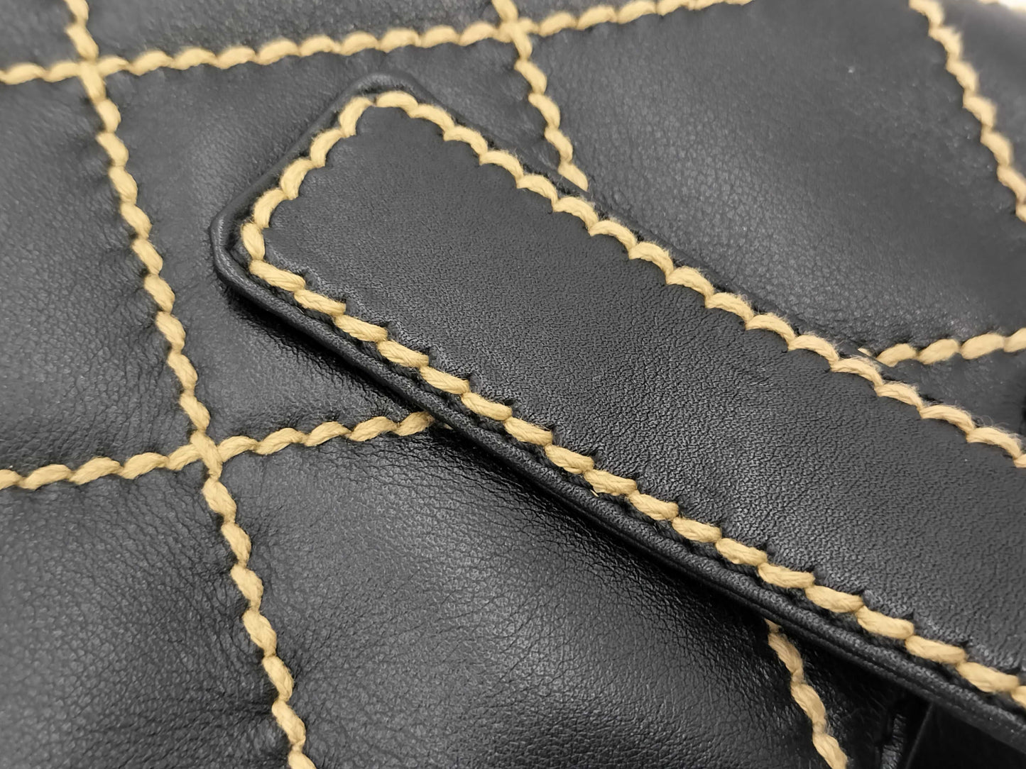 CHANEL Wild Stitch Calfskin Black GD Hardware Tote Bag A18126