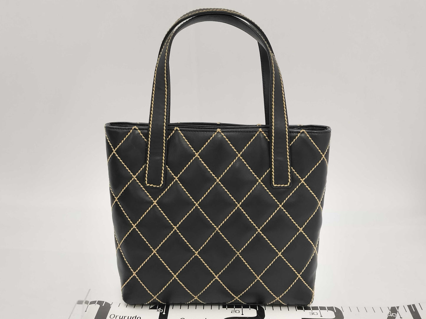 CHANEL Wild Stitch Calfskin Black GD Hardware Tote Bag A18126