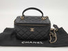 CHANEL 2-Way Chain Vanity Bag with Top Handle, Mirrored Matelasse Lambskin, Black with GD Hardware, AP2199 AHKG4A71 Shoulder Bag