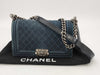 CHANEL Boy Chanel 25 Matelasse Denim Blue with Silver Hardware A67086 Shoulder Bag