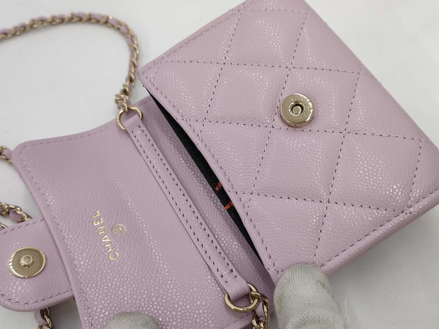 CHANEL Mini Chain Wallet Matelasse Caviar Leather Pink GD Hardware AP0238 A3U58K07 Shoulder Bag