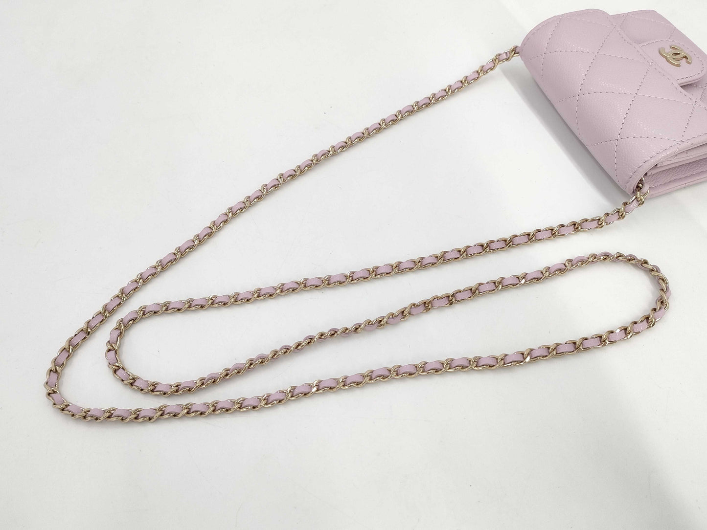 CHANEL Mini Chain Wallet Matelasse Caviar Leather Pink GD Hardware AP0238 A3U58K07 Shoulder Bag