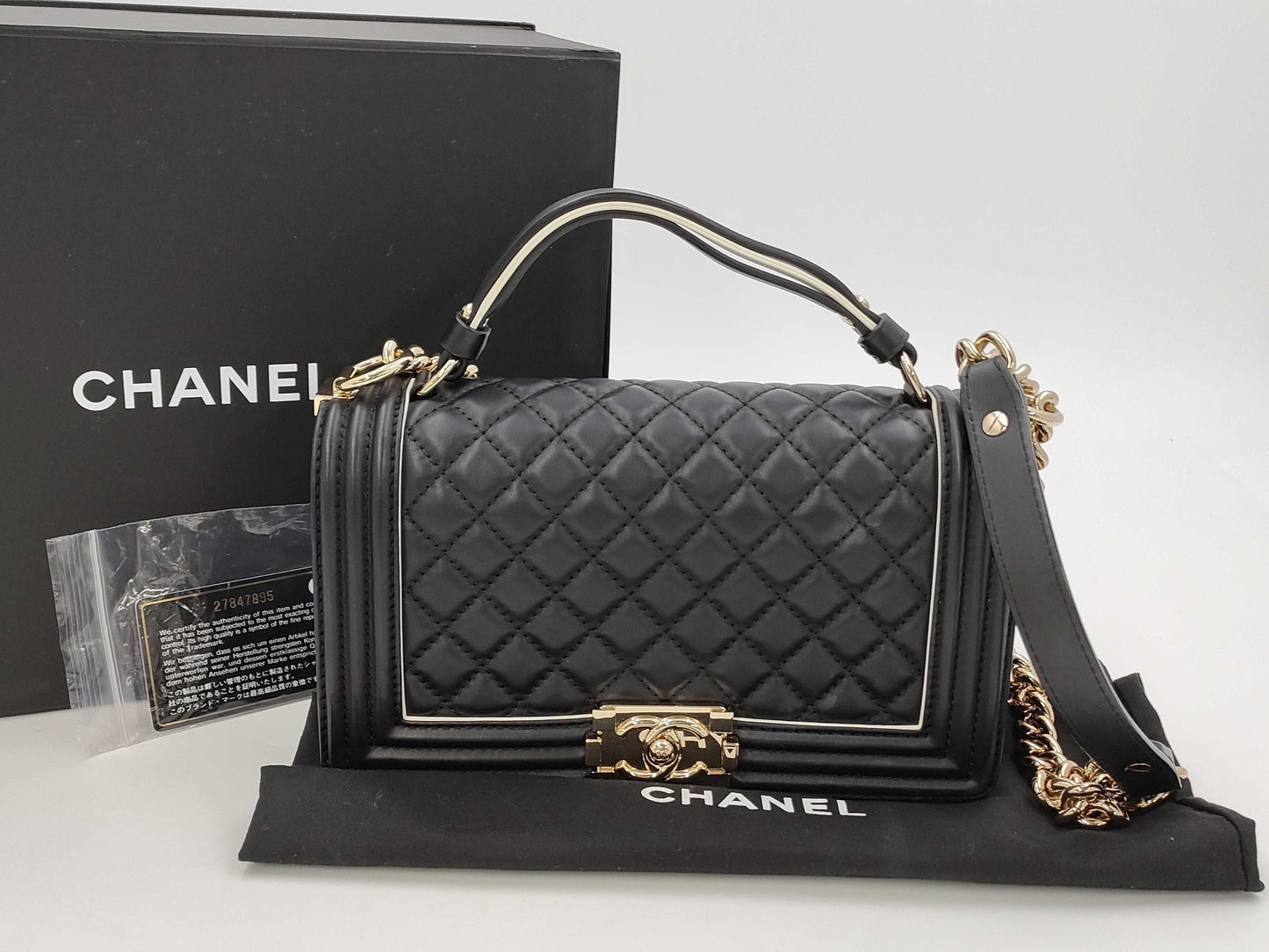 CHANEL Lambskin Boy Chain Shoulder Bag, No. 27