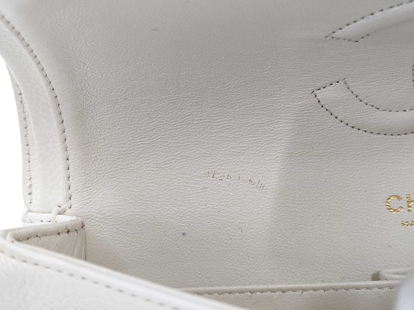 CHANEL Caviar Skin Double Flap Matelasse Chain Shoulder Bag White 9 Series Shoulder Bag