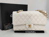 CHANEL Caviar Skin Double Flap Matelasse Chain Shoulder Bag White 9 Series Shoulder Bag