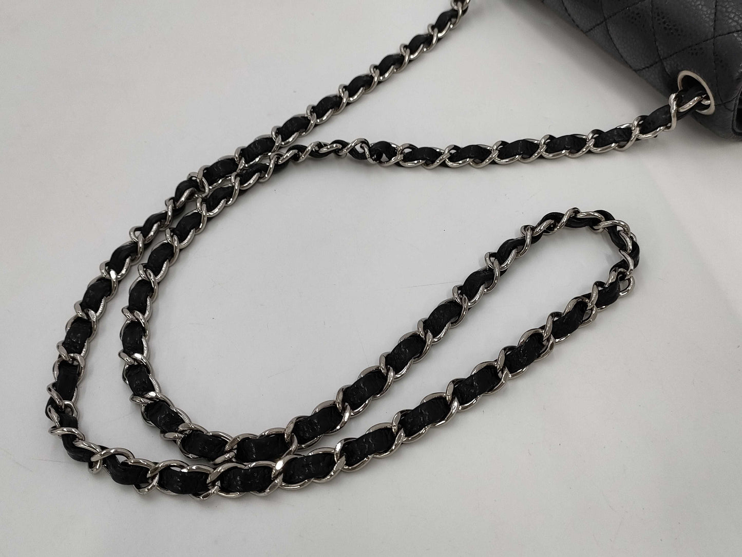 CHANEL Mini Matelasse Caviar Leather Chain Shoulder Bag, Black, 18 Series