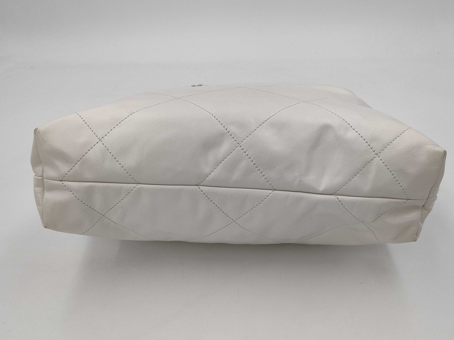 CHANEL Calfskin WHITE SILVER Chanel 22 Line IC Shoulder Bag