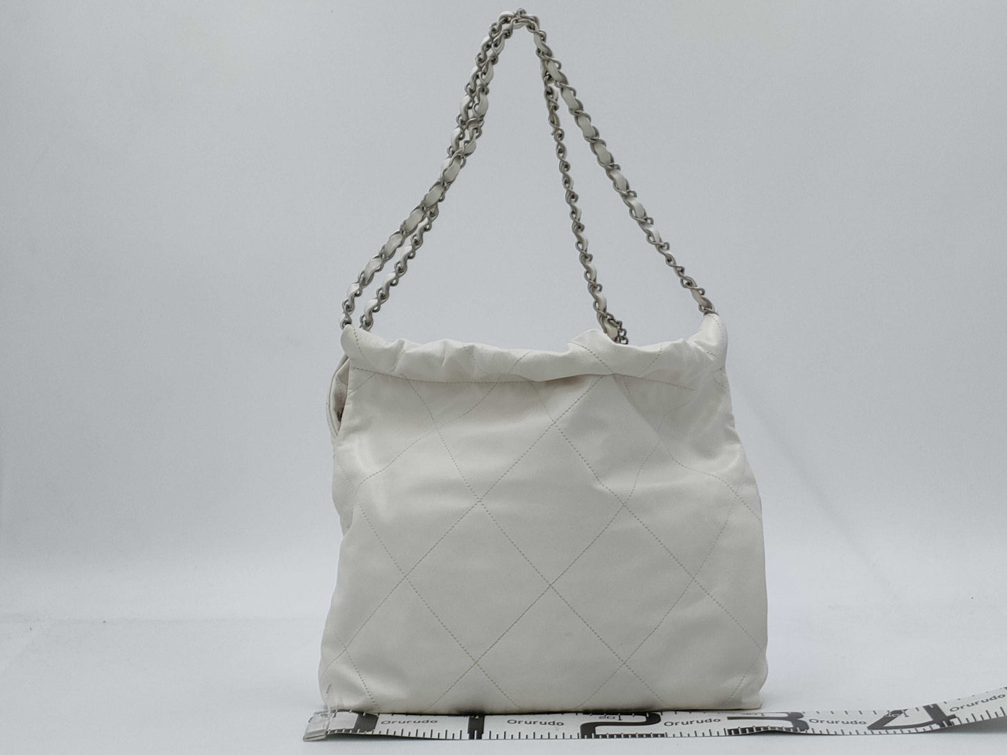 CHANEL Calfskin WHITE SILVER Chanel 22 Line IC Shoulder Bag