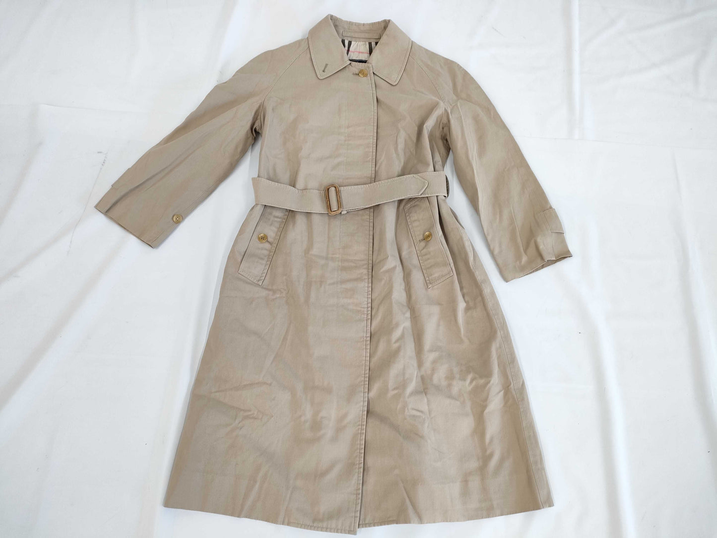BURBERRY Women's Coat in Beige with Belt and Nova Check Lining