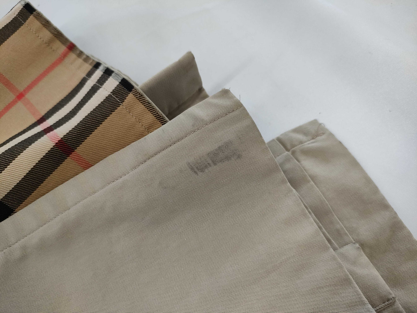BURBERRY Belted Nova Check Khaki Trench Coat, Size 48