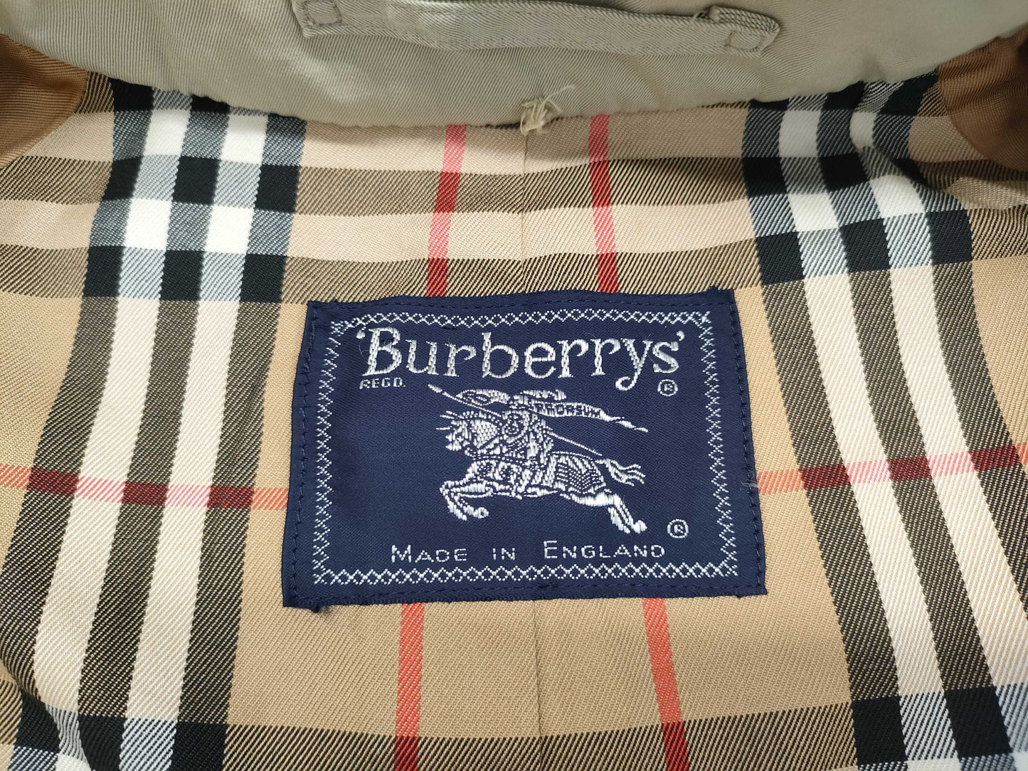 BURBERRY Belted Nova Check Khaki Trench Coat, Size 48