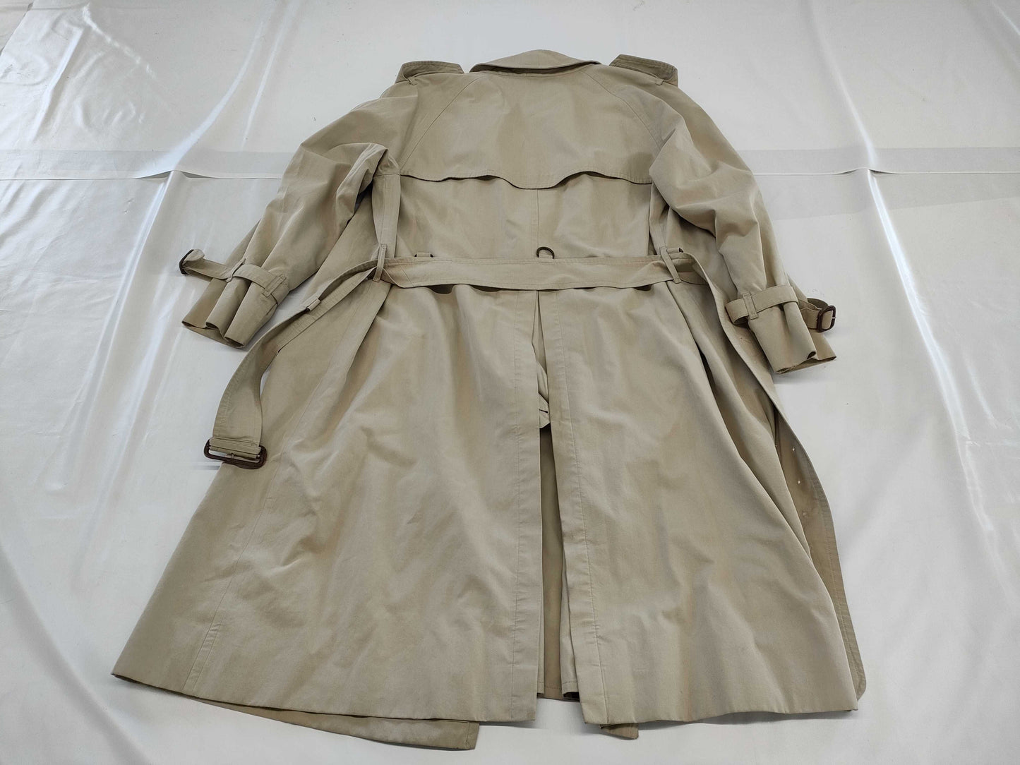 BURBERRY Belted Nova Check Khaki Trench Coat, Size 48