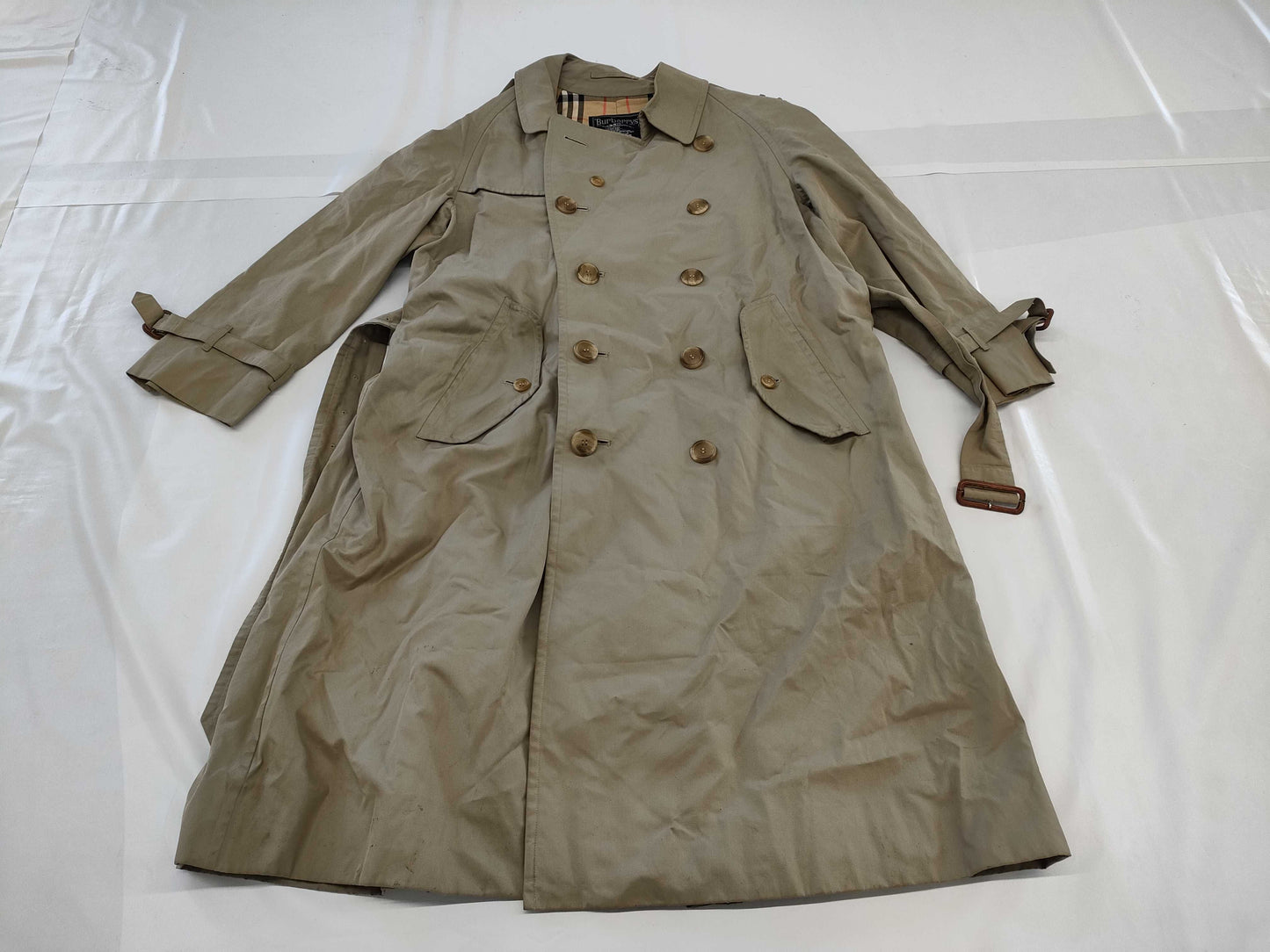 BURBERRY Belted Nova Check Khaki Trench Coat C-TK83 170 Coat