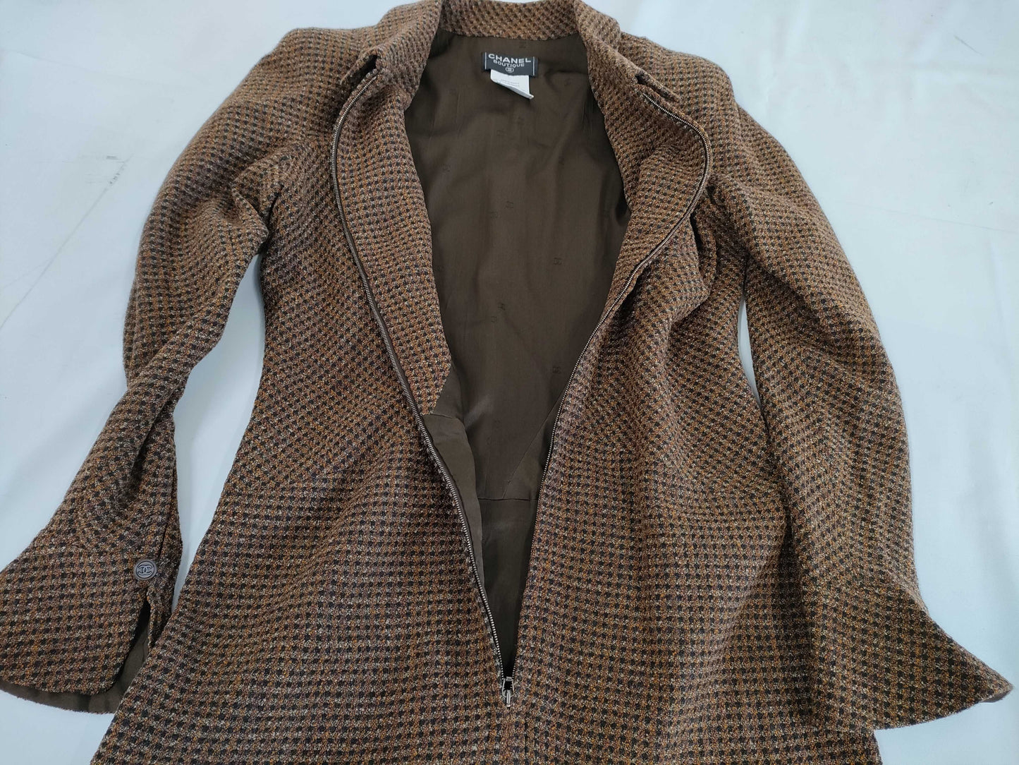 CHANEL 97A P09338 Tweed Coco Mark Zip-Up Dress