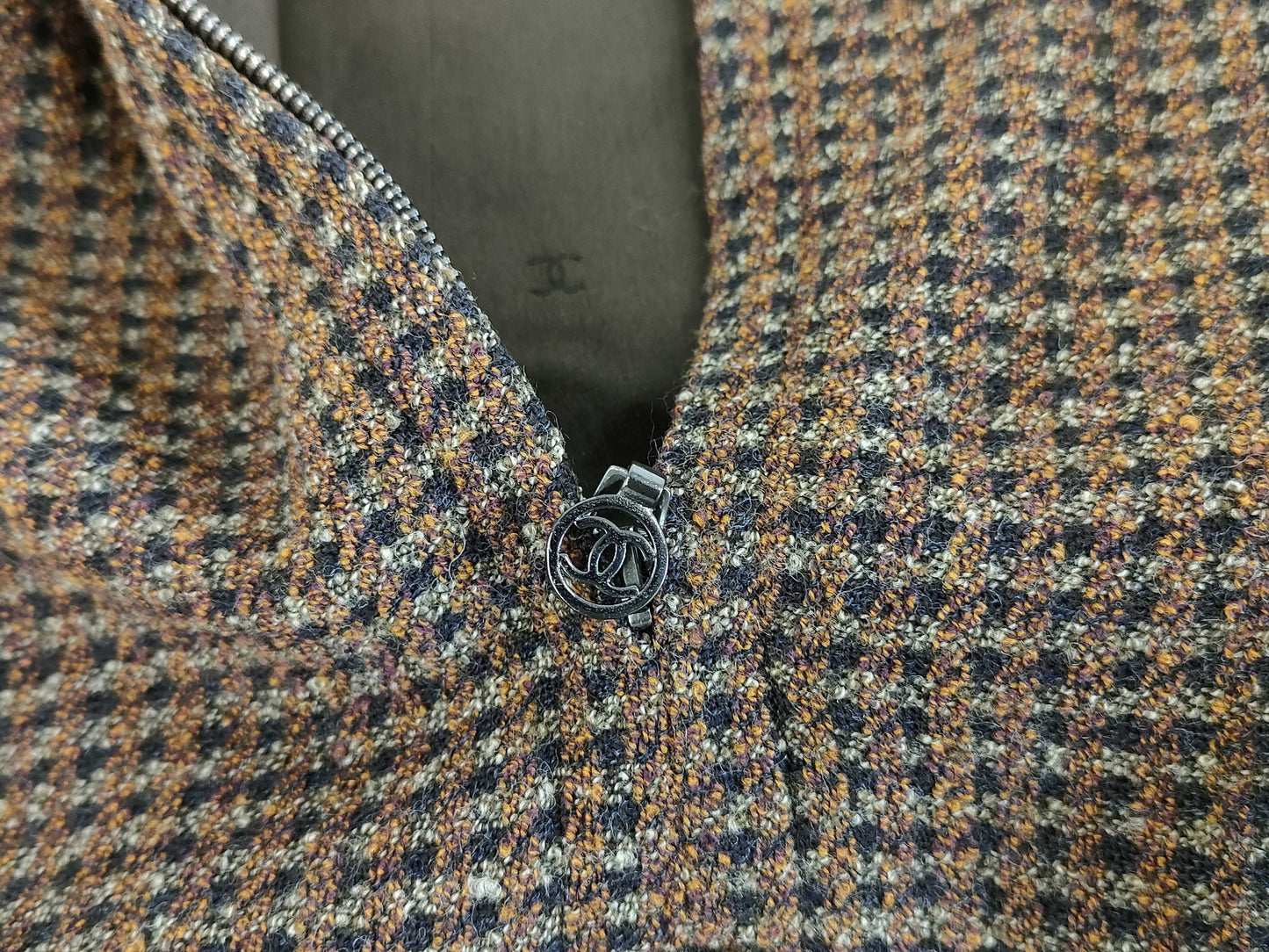 CHANEL 97A P09338 Tweed Coco Mark Zip-Up Dress