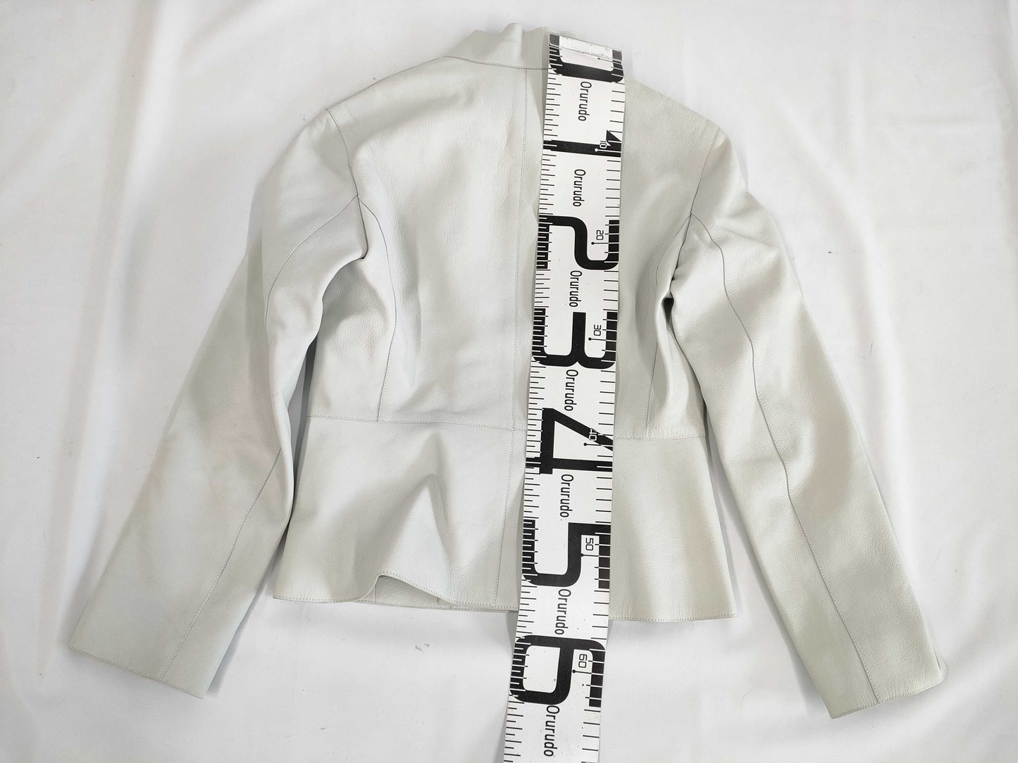 HERMES Women's Biker Jacket, Size 34, Ice Blue Goatskin