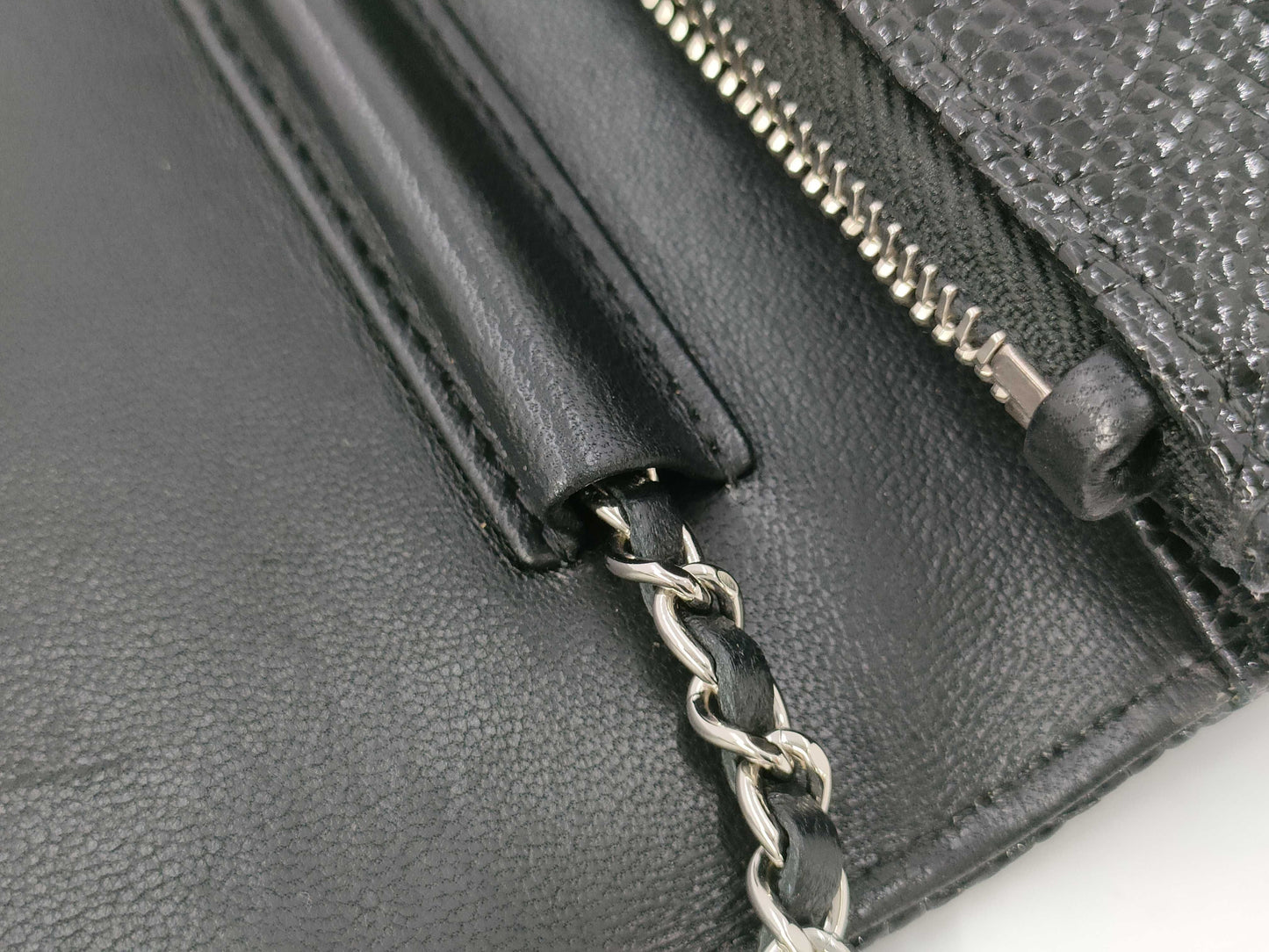 CHANEL Lizard Chain Wallet Shoulder Bag