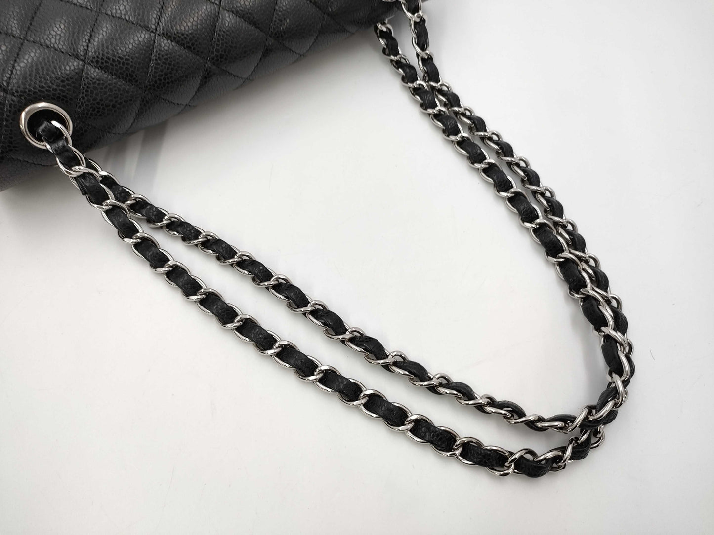 CHANEL Caviar Mato Double Flap Shoulder Bag