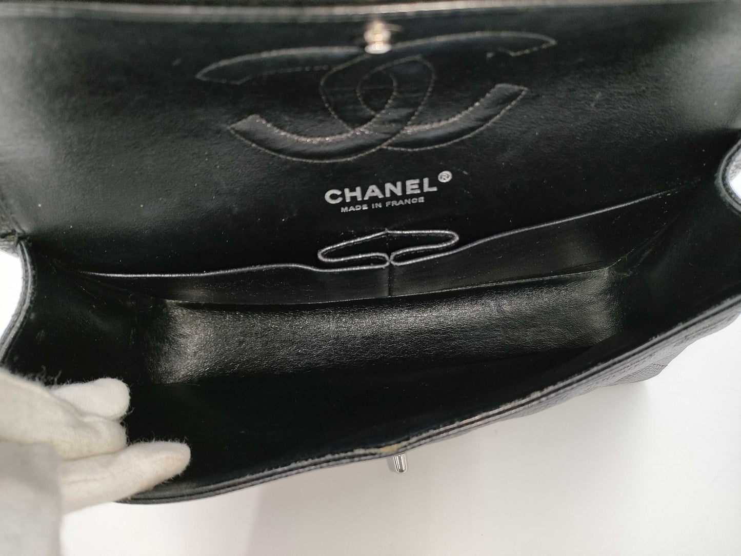 CHANEL Caviar Mato Double Flap Shoulder Bag