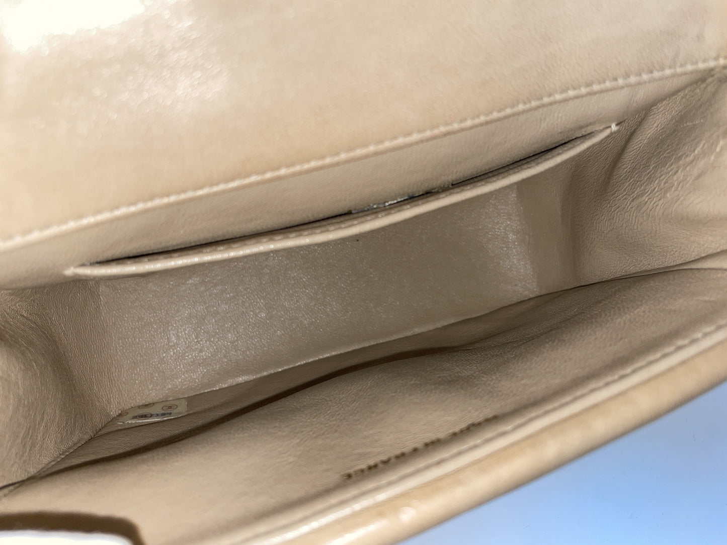 CHANEL CHANEL Shoulder Bag Lambskin Wave Stitch Beige Shoulder Bag