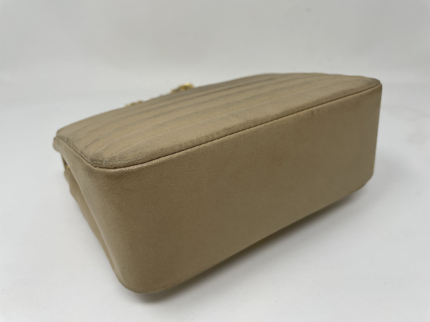 CHANEL CHANEL Shoulder Bag Lambskin Wave Stitch Beige Shoulder Bag