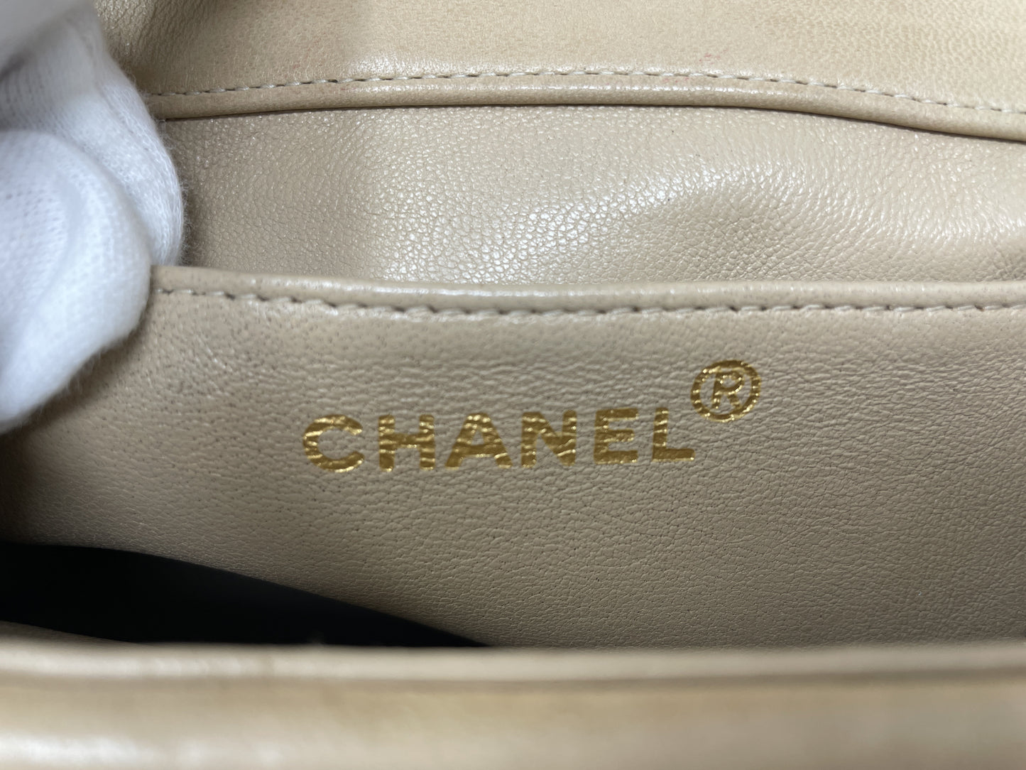 CHANEL CHANEL Shoulder Bag Lambskin Wave Stitch Beige Shoulder Bag