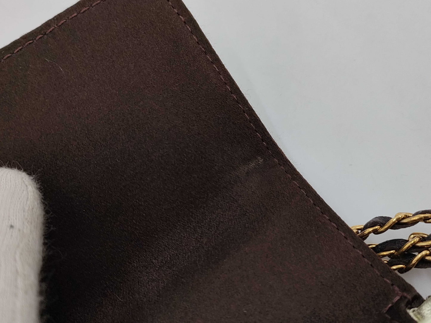 CHANEL Satin Brown Shoulder Bag