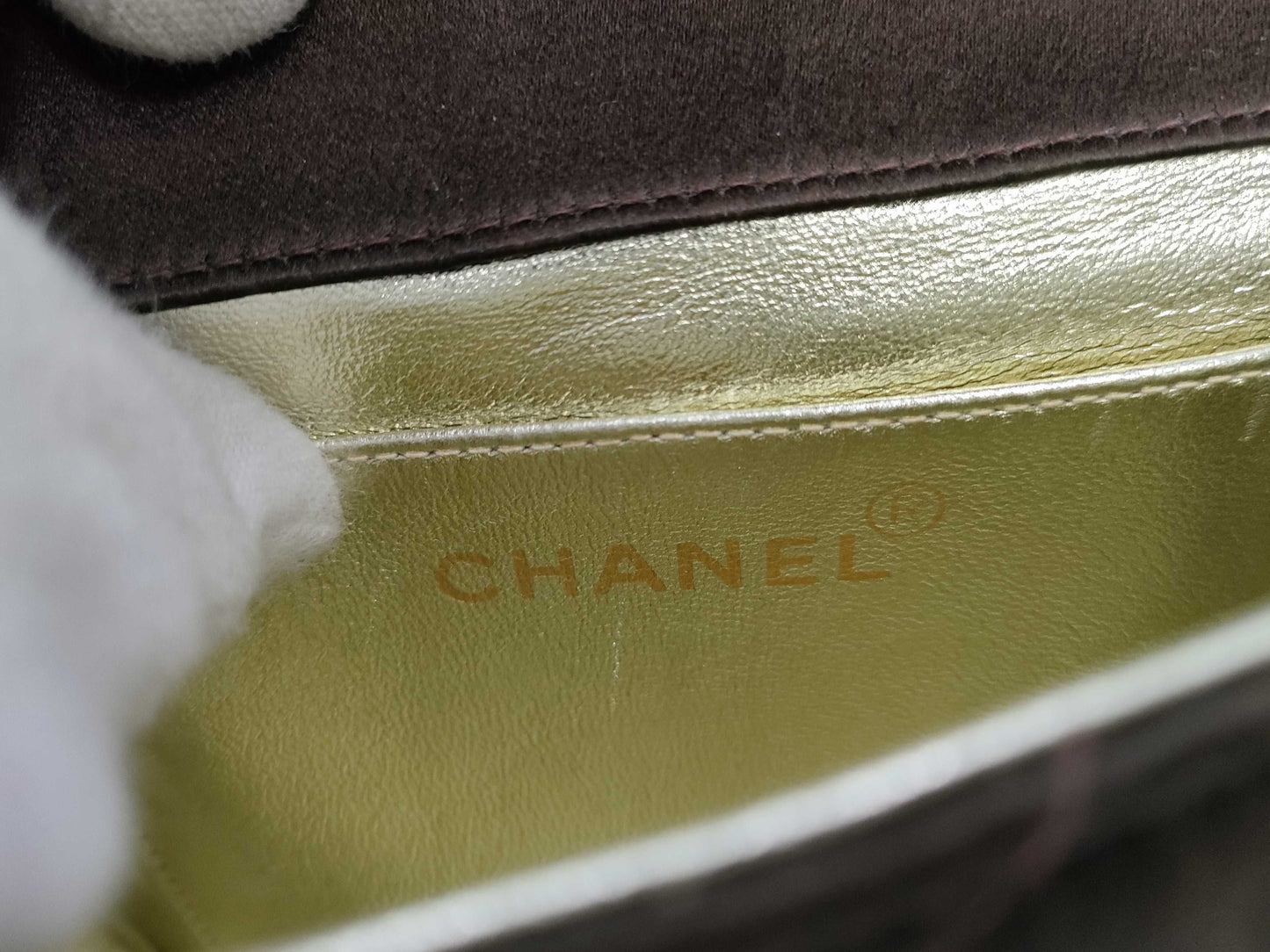 CHANEL Satin Brown Shoulder Bag