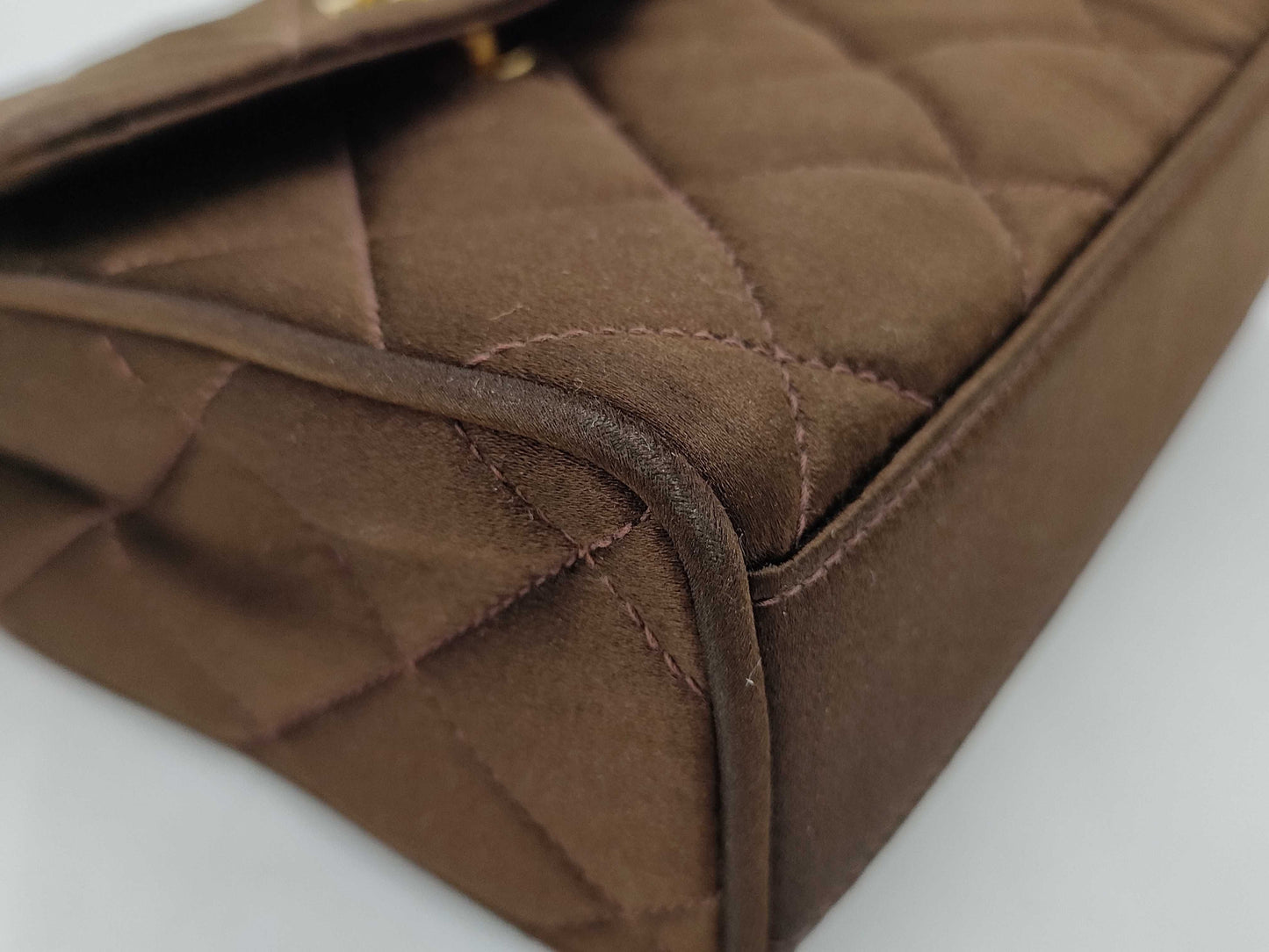 CHANEL Satin Brown Shoulder Bag