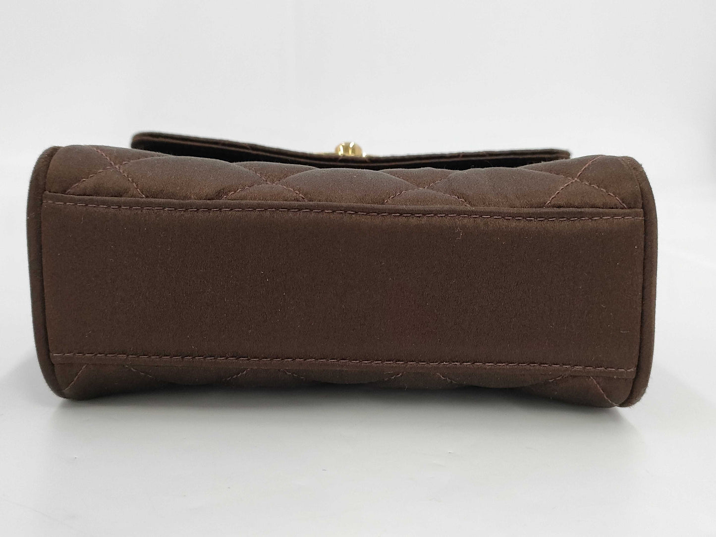 CHANEL Satin Brown Shoulder Bag