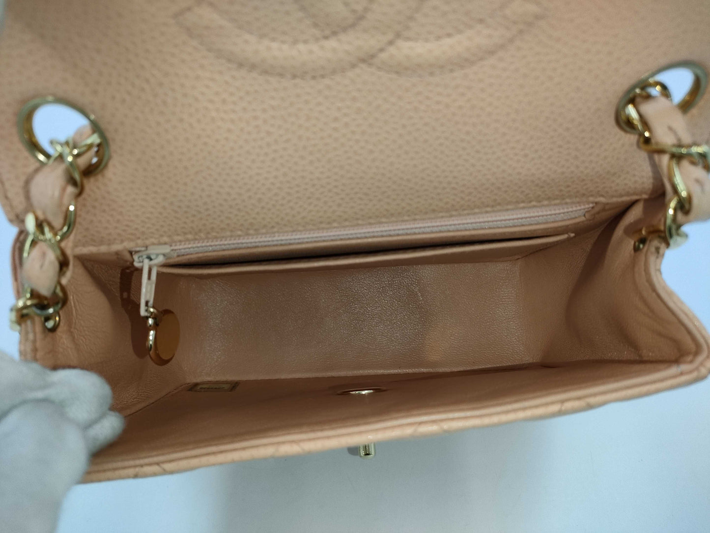 CHANEL CHANEL Mini Matelasse Caviar Skin Pink with Seal No. 8 Shoulder Bag
