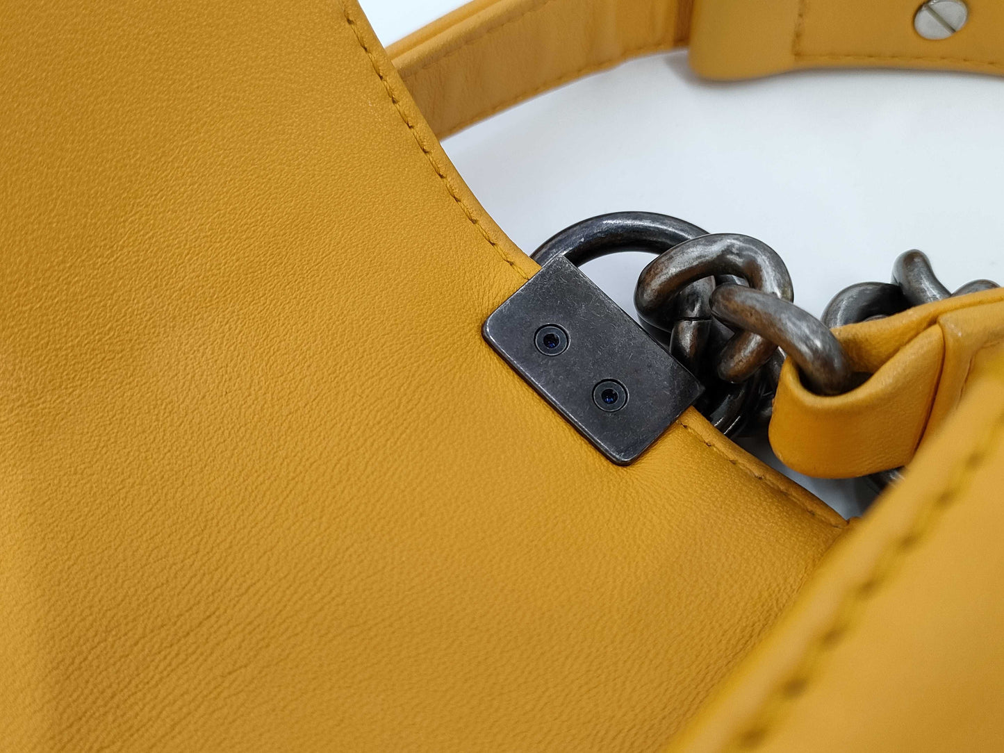 CHANEL Boy Chanel Matelasse Lambskin Chain Shoulder Bag Yellow