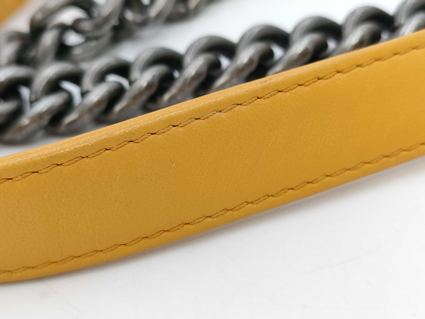 CHANEL Boy Chanel Matelasse Lambskin Chain Shoulder Bag Yellow