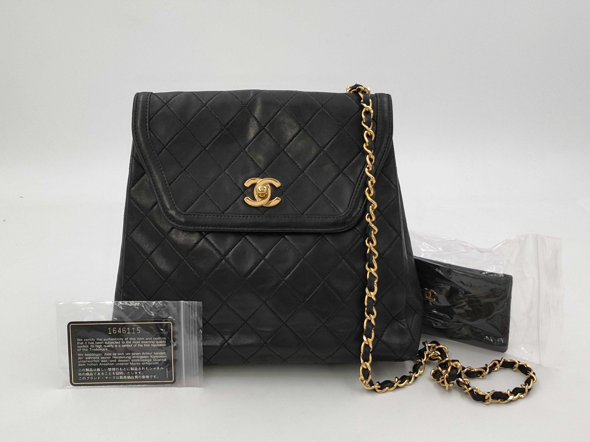 CHANEL Matelasse Turnlock Design Flap Trapezoid Lambskin Chain Shoulder Bag