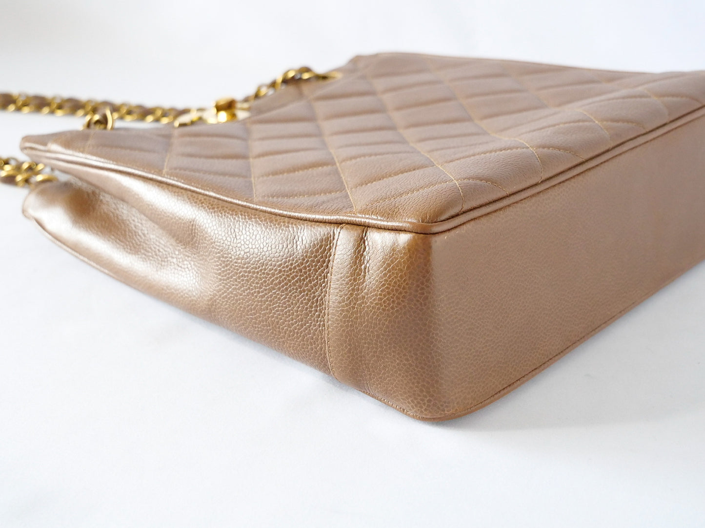 CHANEL Caviar Skin Chain Tote with Coco Mark and Serial Seal