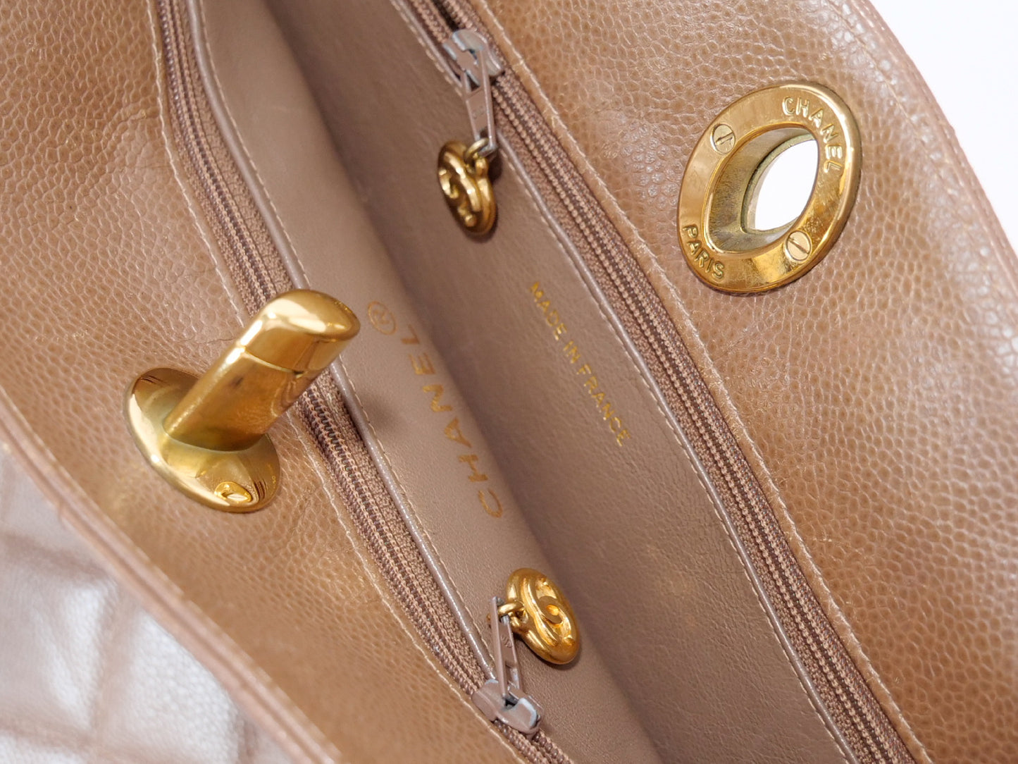 CHANEL Caviar Skin Chain Tote with Coco Mark and Serial Seal