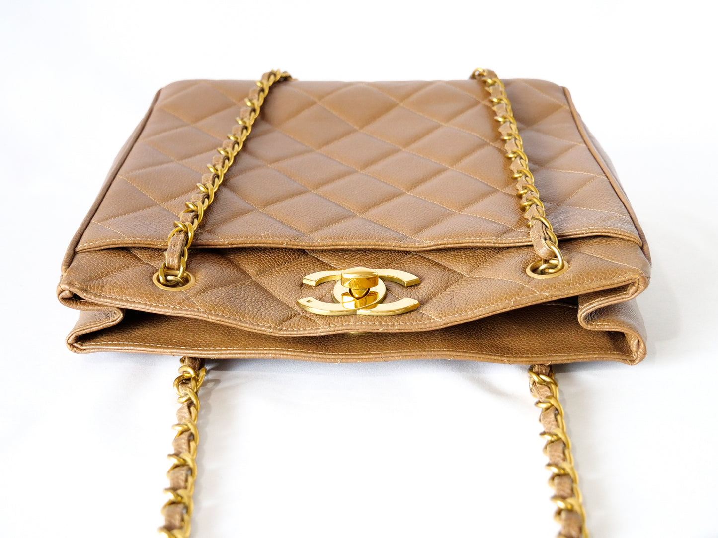 CHANEL Caviar Skin Chain Tote with Coco Mark and Serial Seal