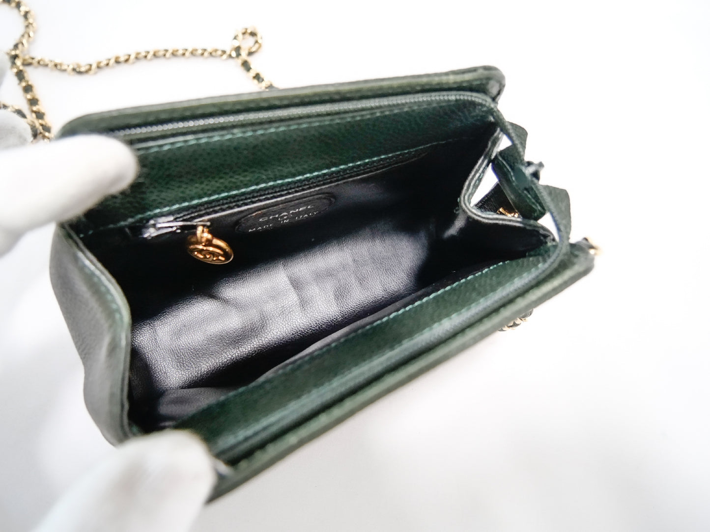 CHANEL Caviar Skin Coco Mark Shoulder Bag with Gold Hardware