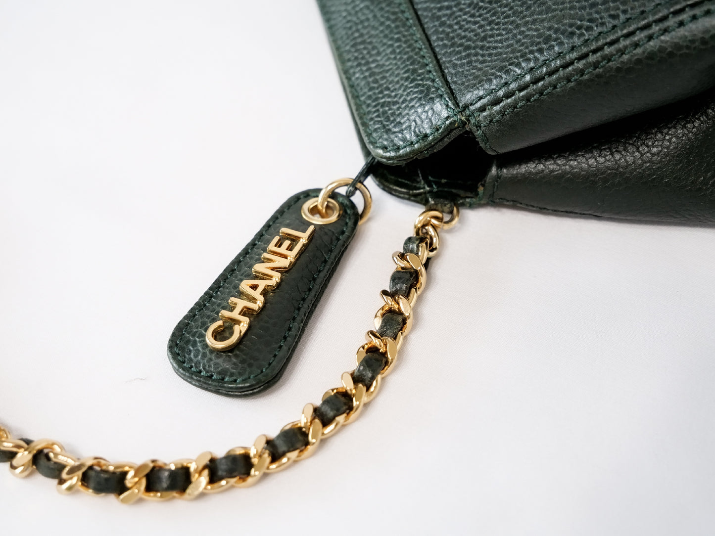 CHANEL Caviar Skin Coco Mark Shoulder Bag with Gold Hardware