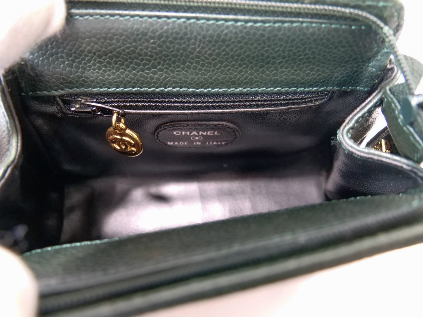 CHANEL Caviar Skin Coco Mark Shoulder Bag with Gold Hardware